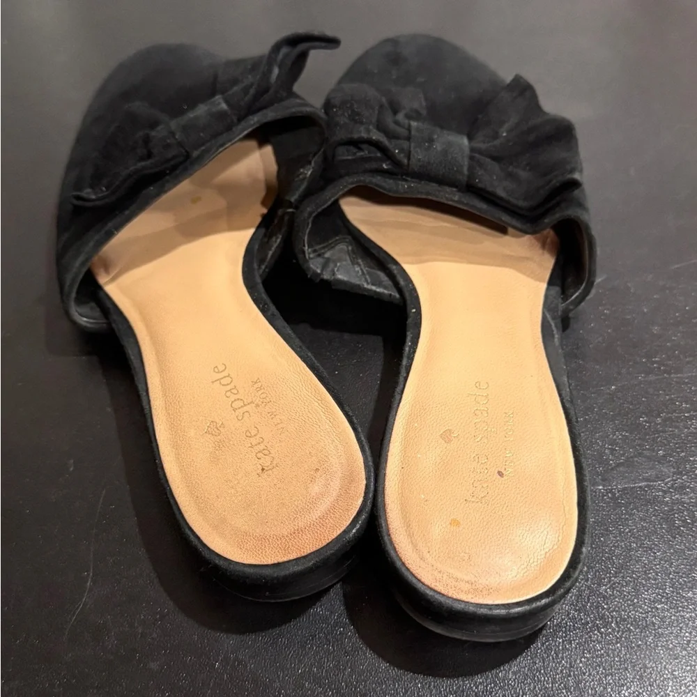 Kate Spade Black Suede Bow Mules